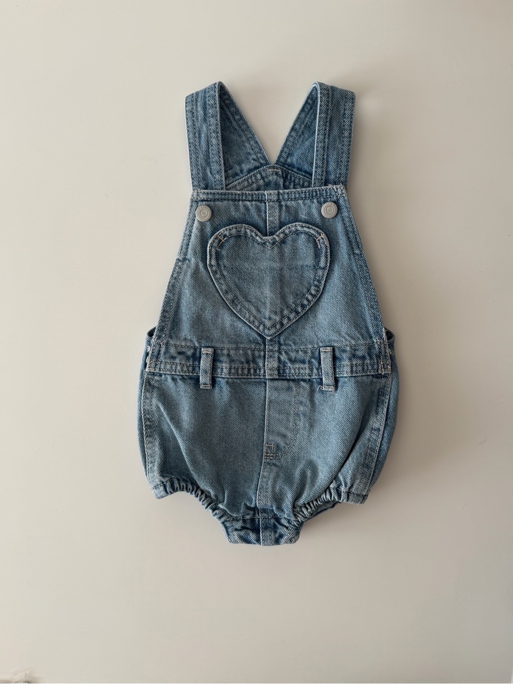 Old Navy Denim Heart Overall Romper - 18/24 months